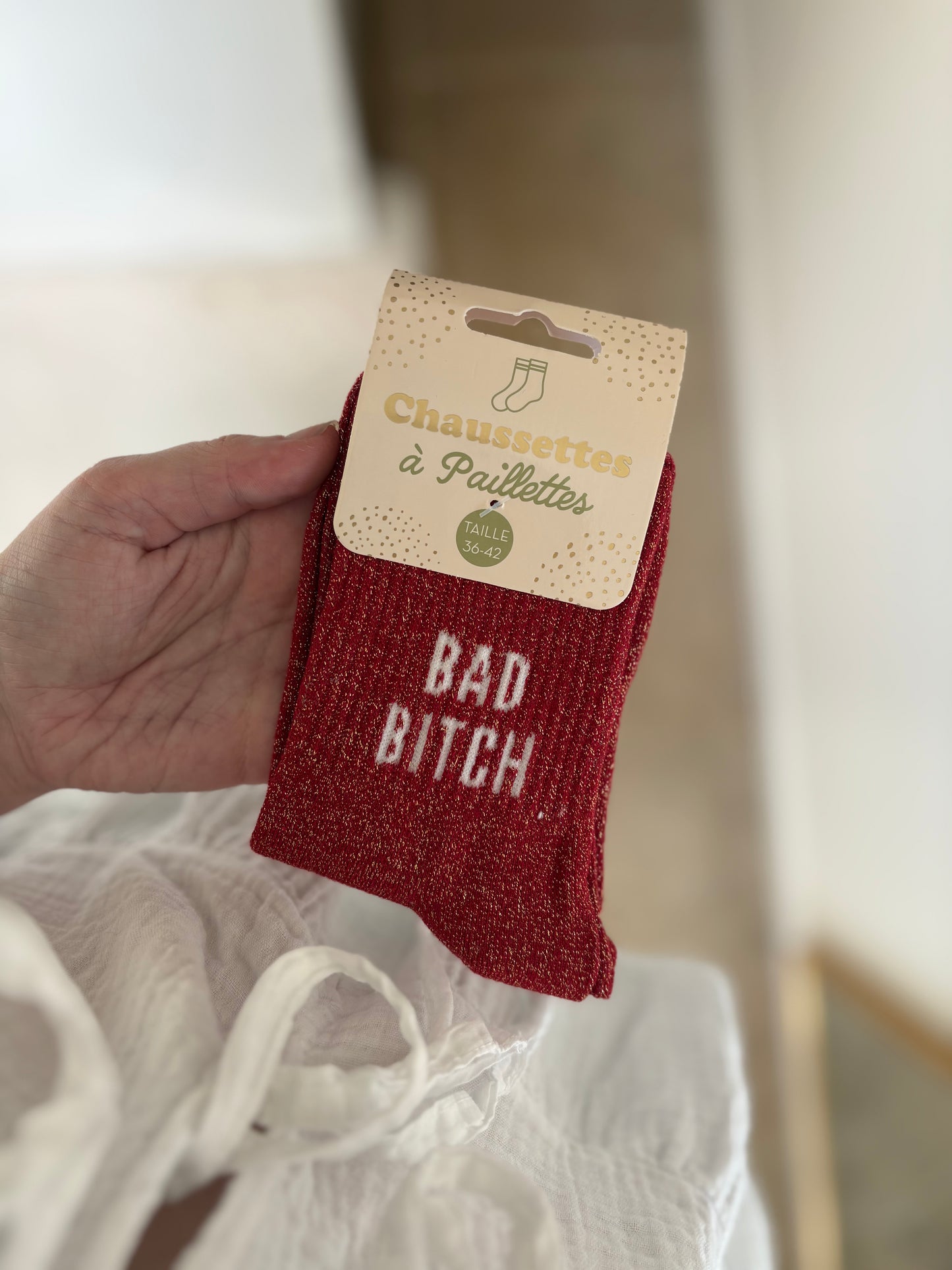 Chaussette à paillettes " BAD BITCH "