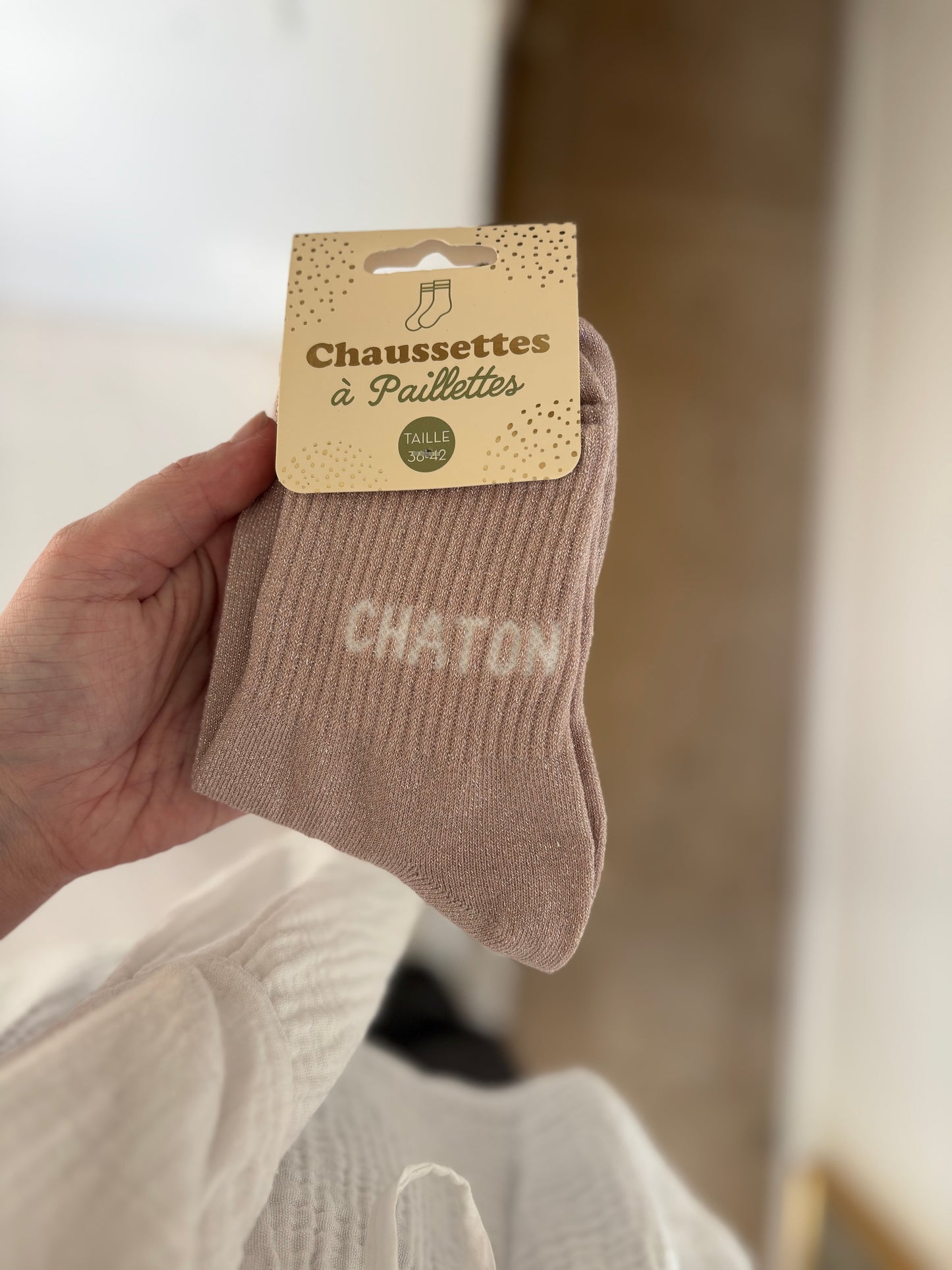 Chaussette à paillettes " Chaton "