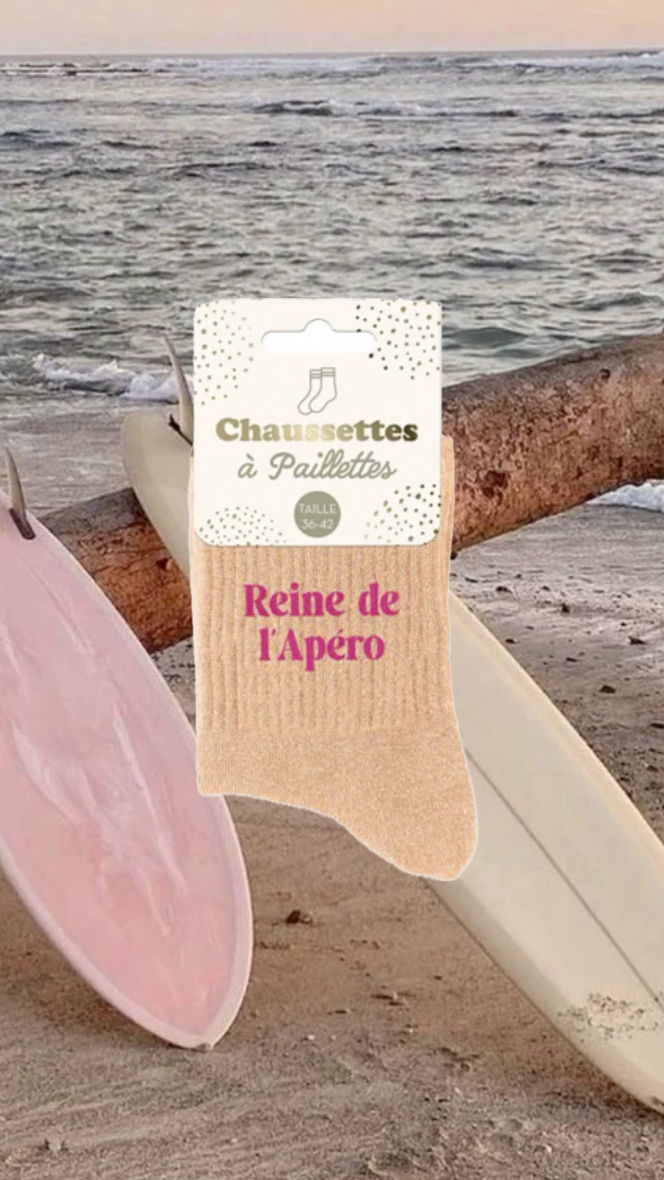 Chaussette à paillettes " Reine de l'apéro "