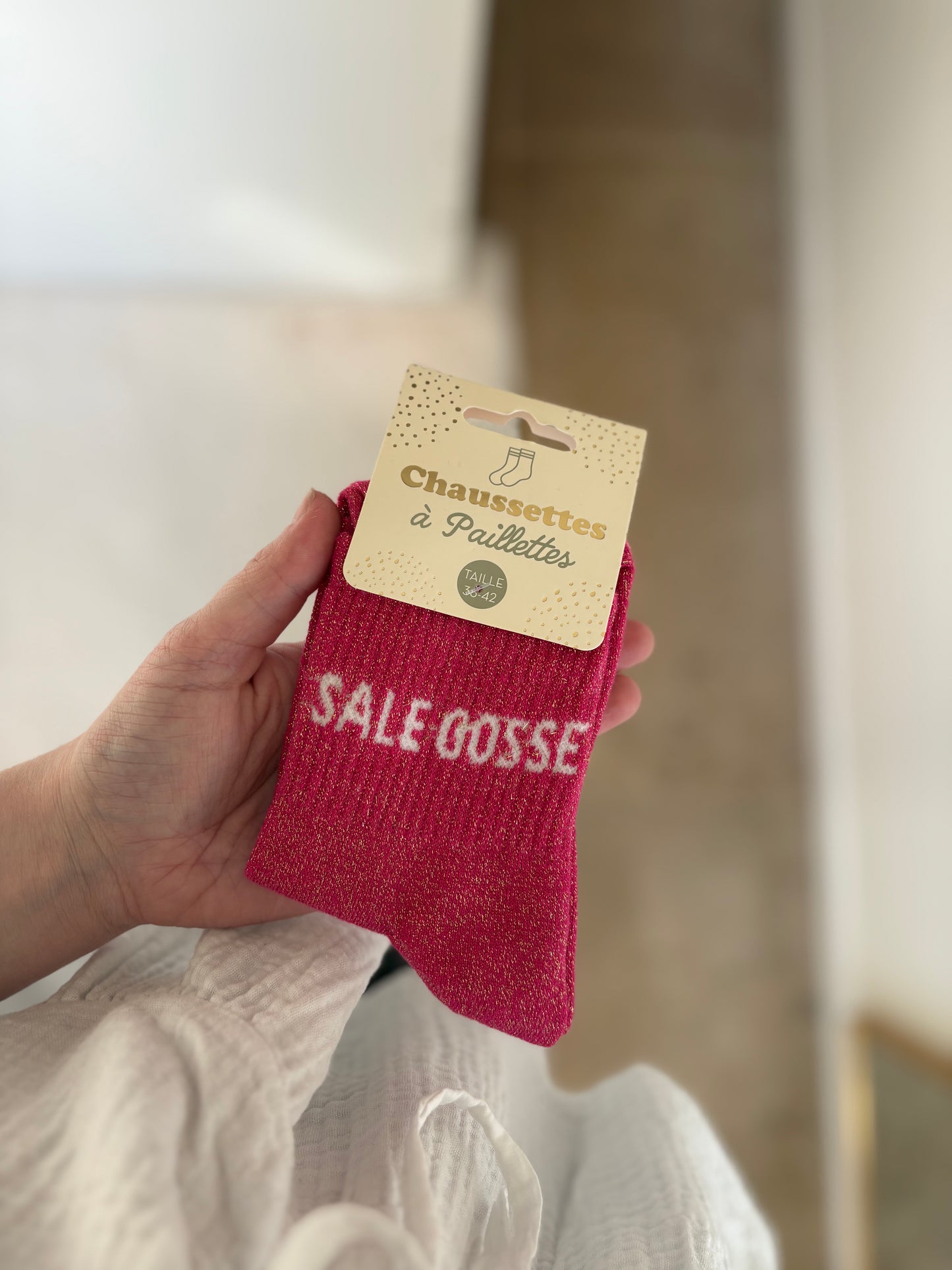 Chaussette à paillettes " SALE GOSSE "