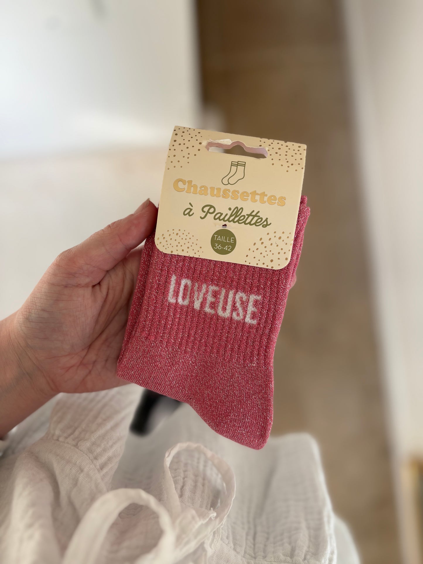 Chaussette à paillettes " Loveuse "