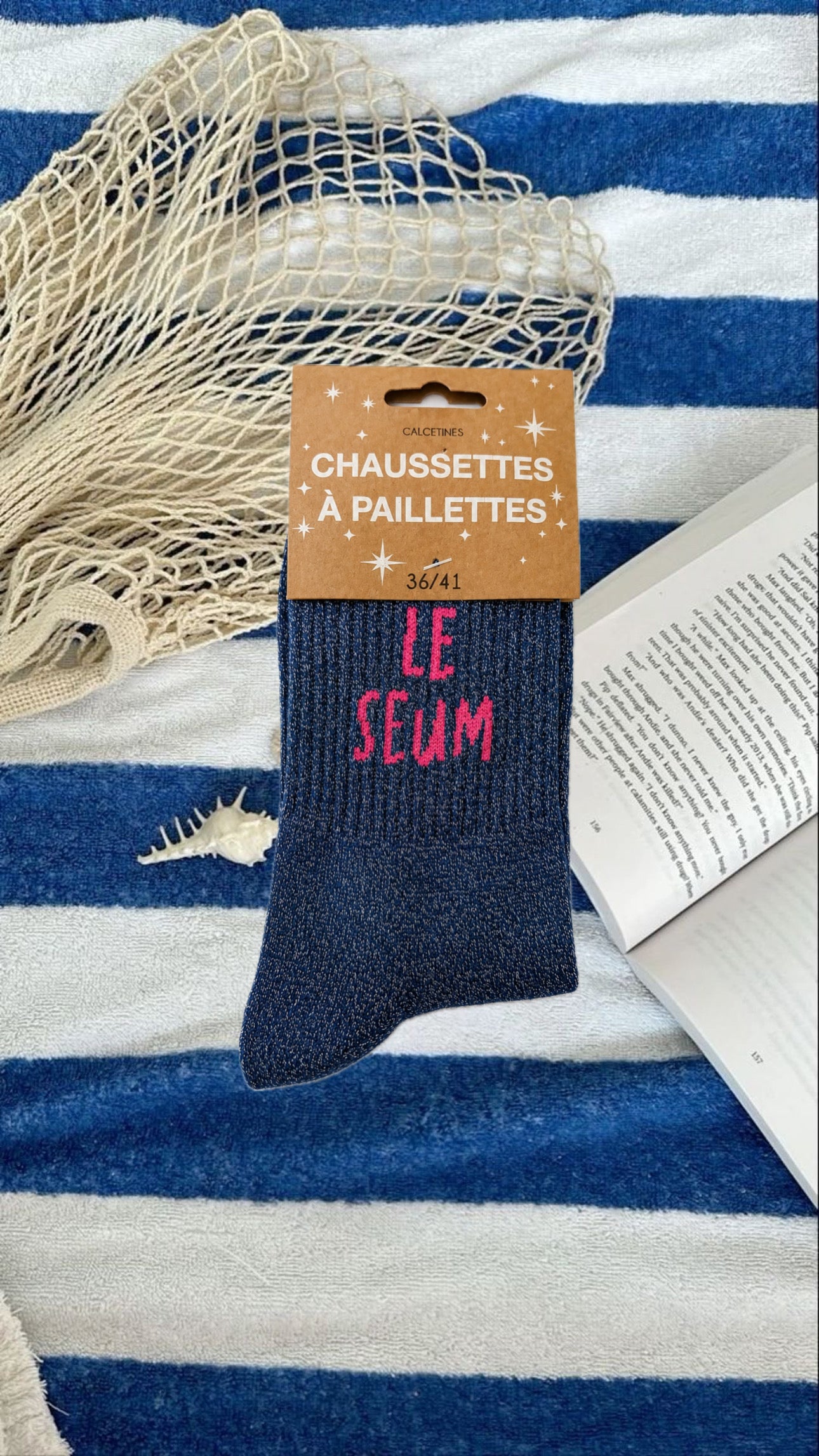 Chaussette à paillettes " le seum "
