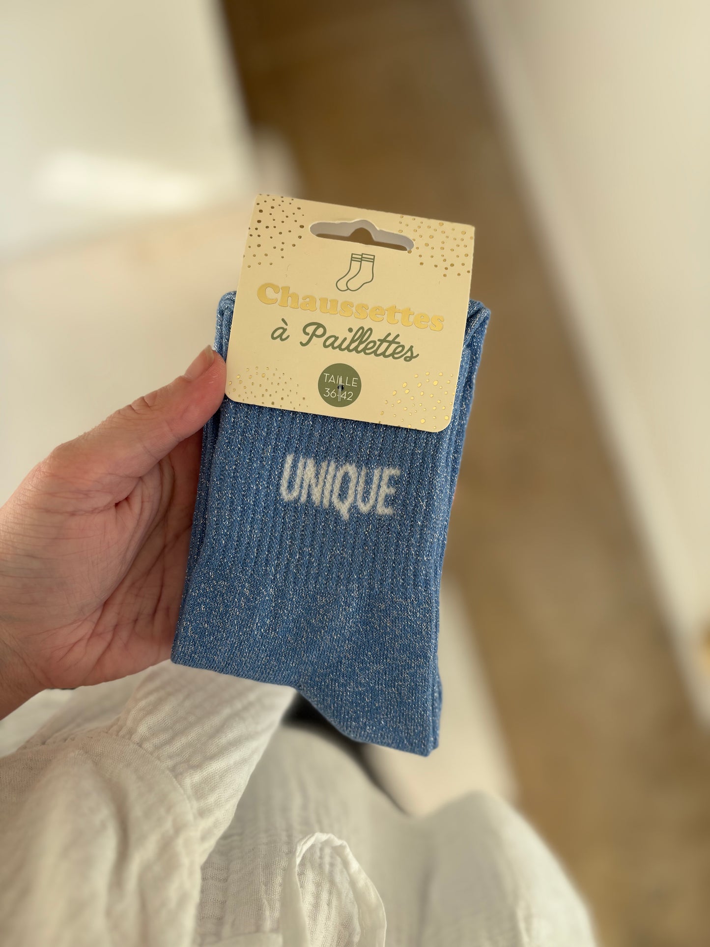 Chaussette à paillettes " UNIQUE "