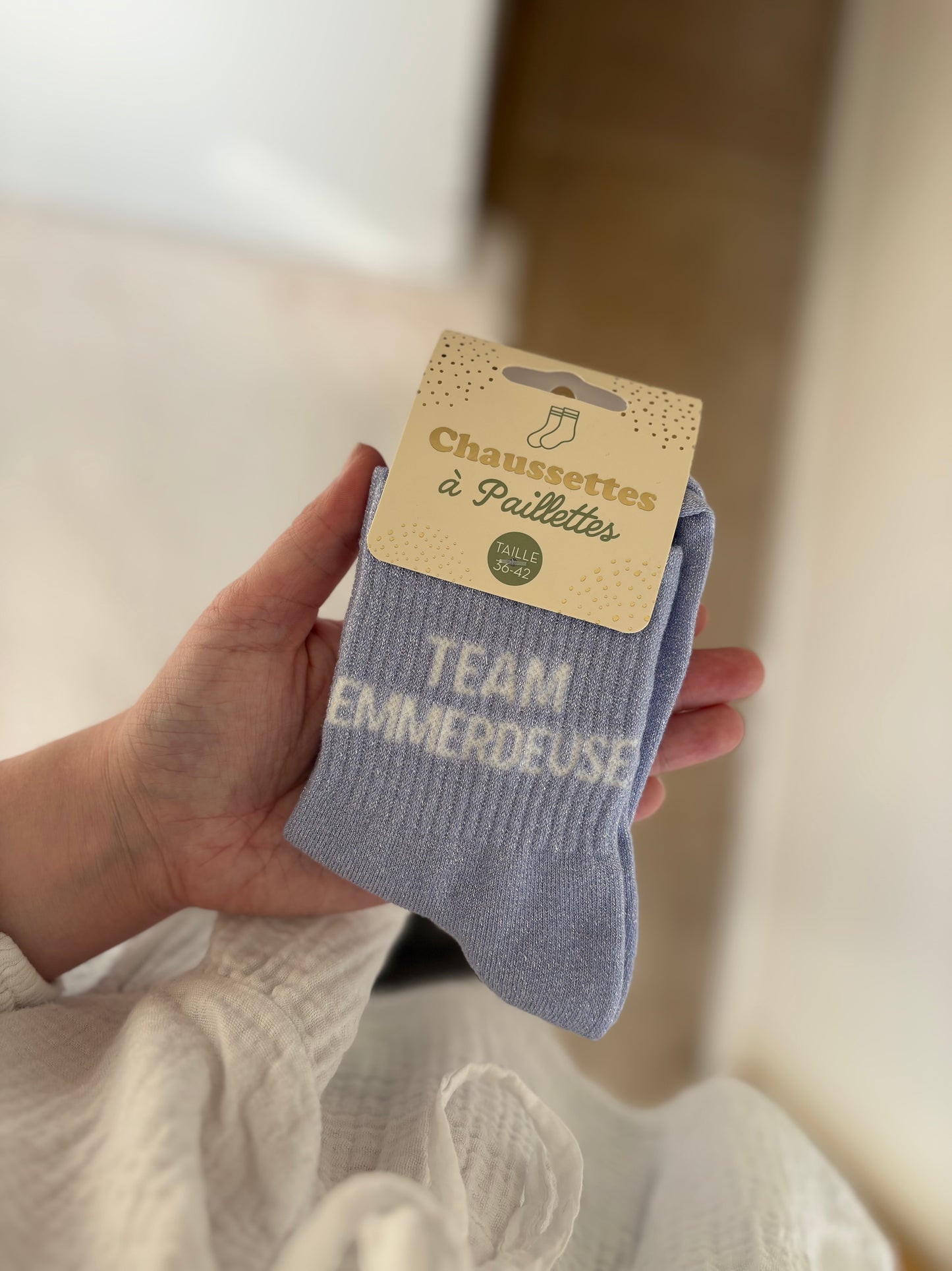 Chaussette à paillettes " TEAM EMMERDEUSE "