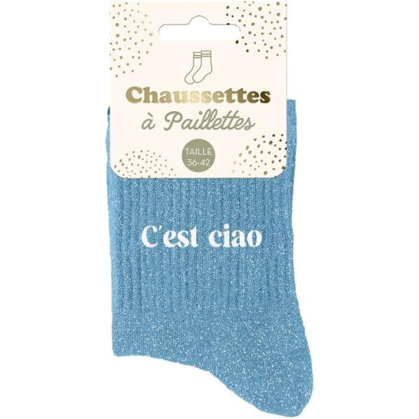 Chaussette à paillettes " C'est ciao "