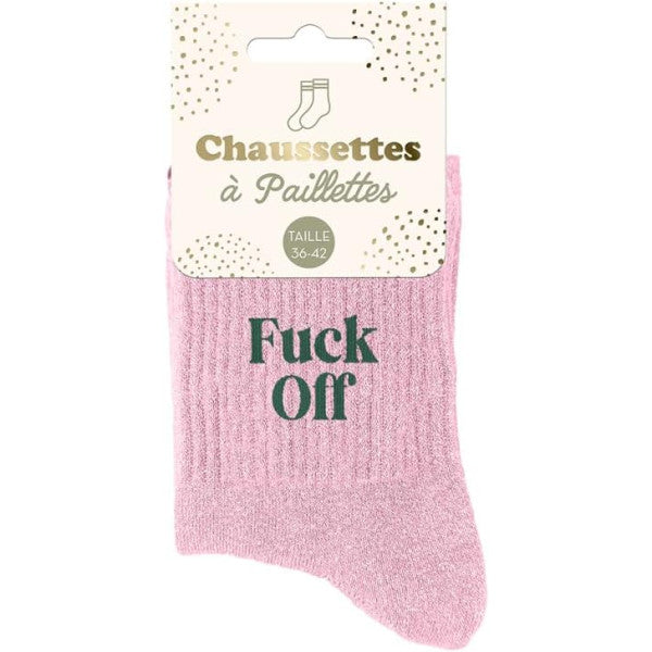 Chaussette à paillettes " Fuck off "