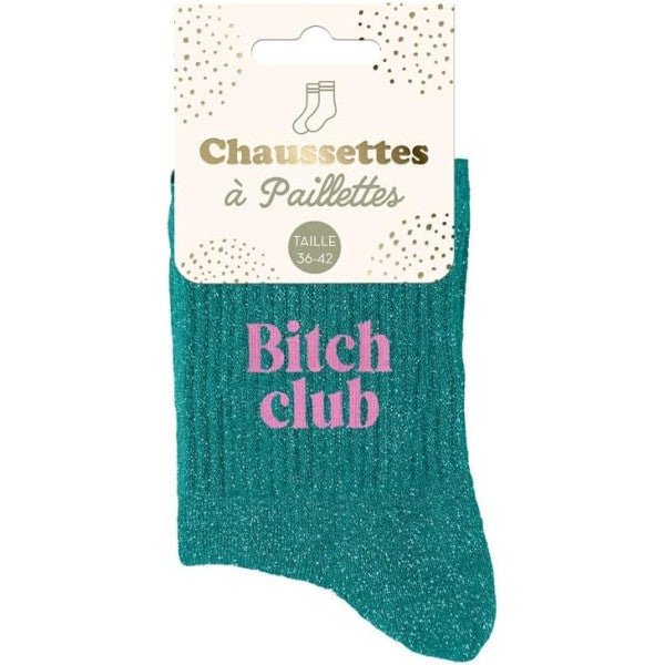 Chaussette à paillettes " Bitch club "
