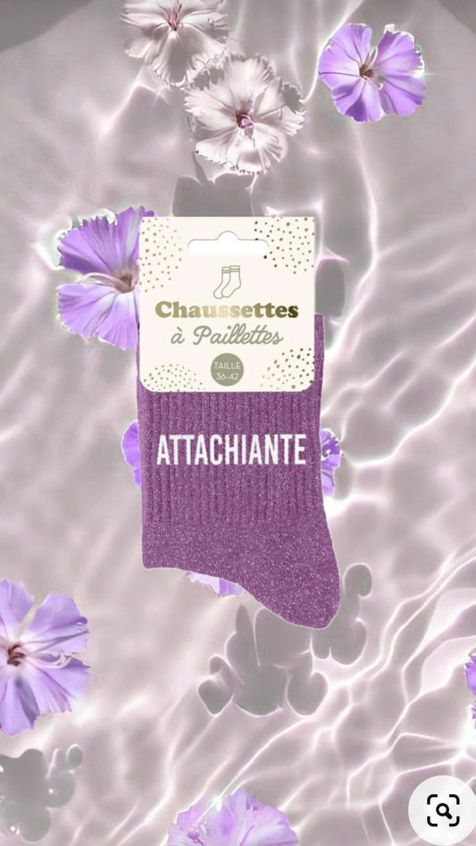 Chaussette à paillettes " ATTACHIANTE "