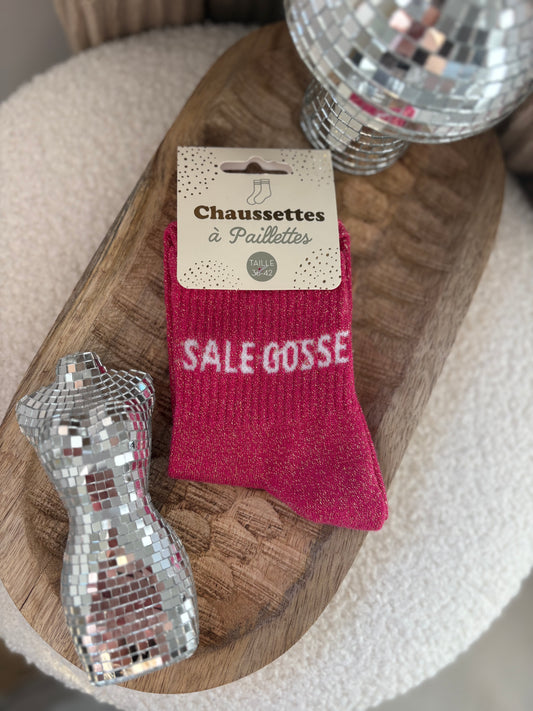 Chaussette à paillettes " SALE GOSSE "