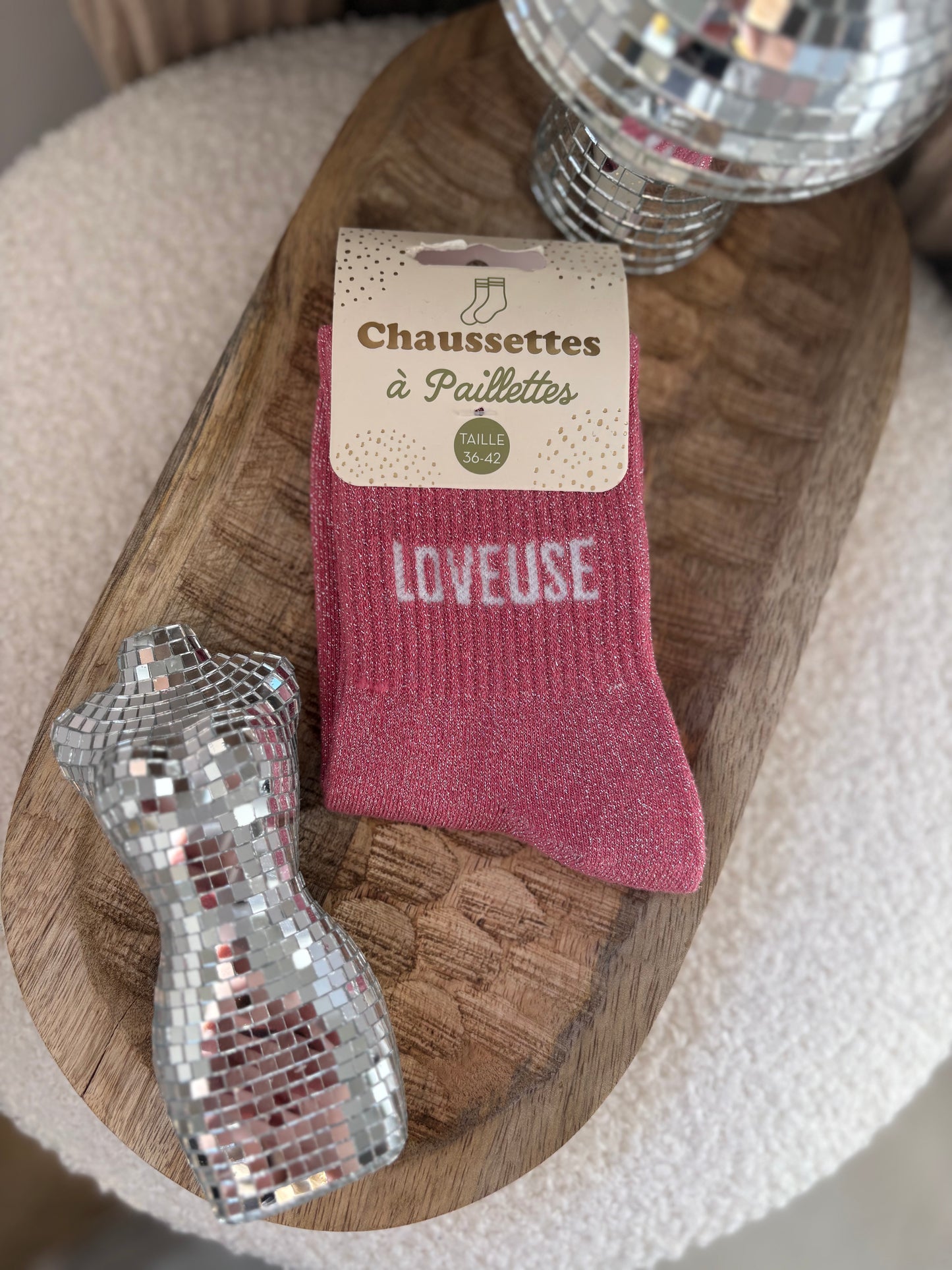 Chaussette à paillettes " Loveuse "