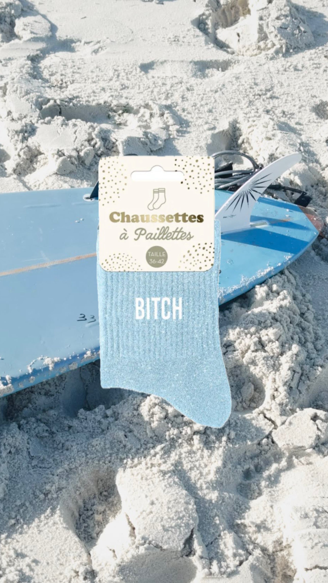 Chaussette à paillettes " Bitch "