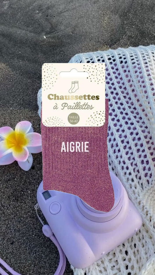 Chaussette à paillettes " aigrie "