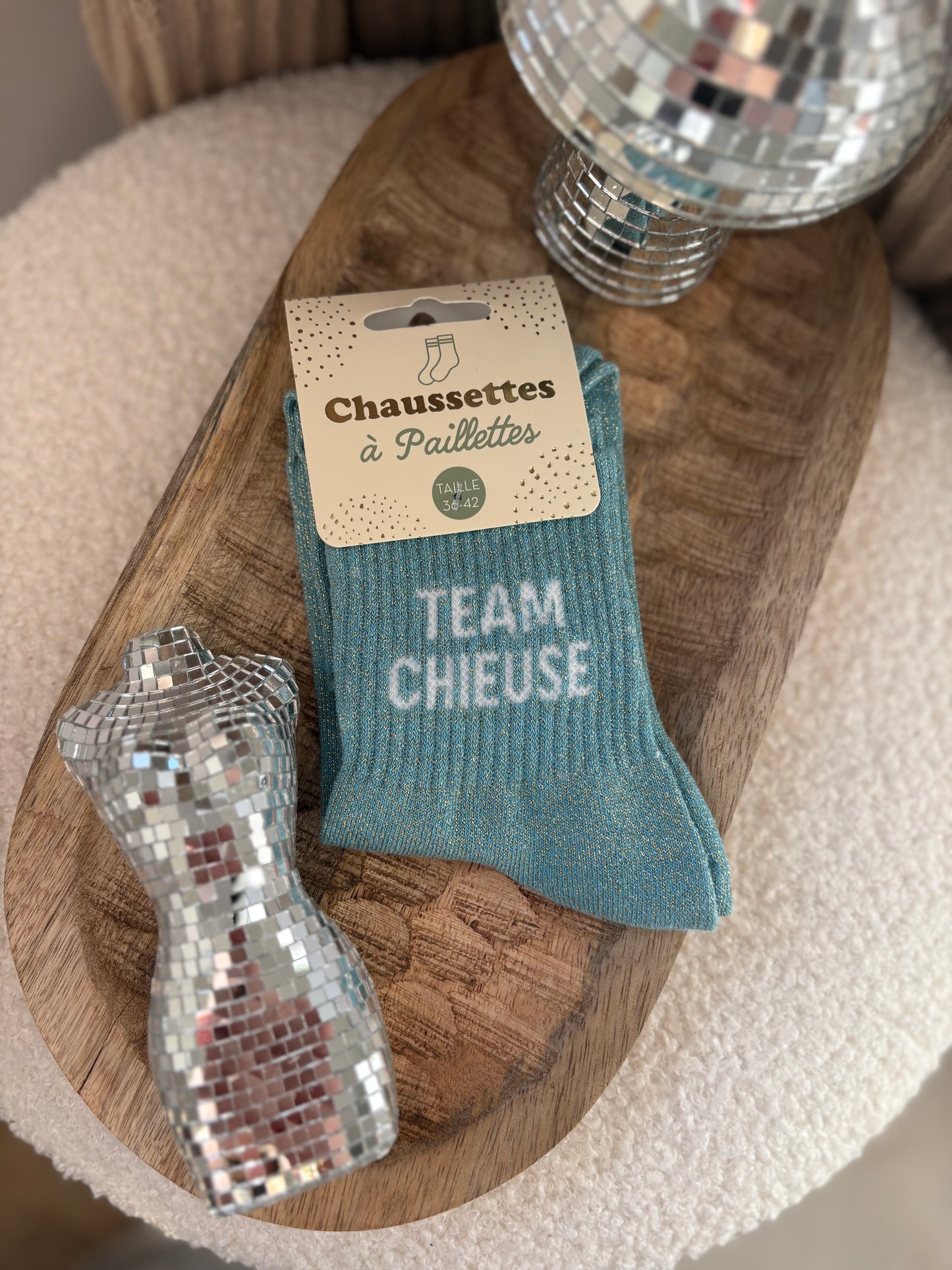 Chaussette à paillettes " TEAM CHIEUSE "
