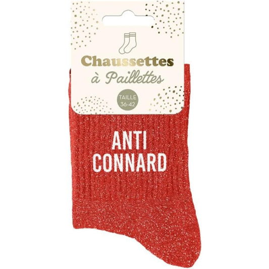 Chaussette à paillettes " Anti connard "