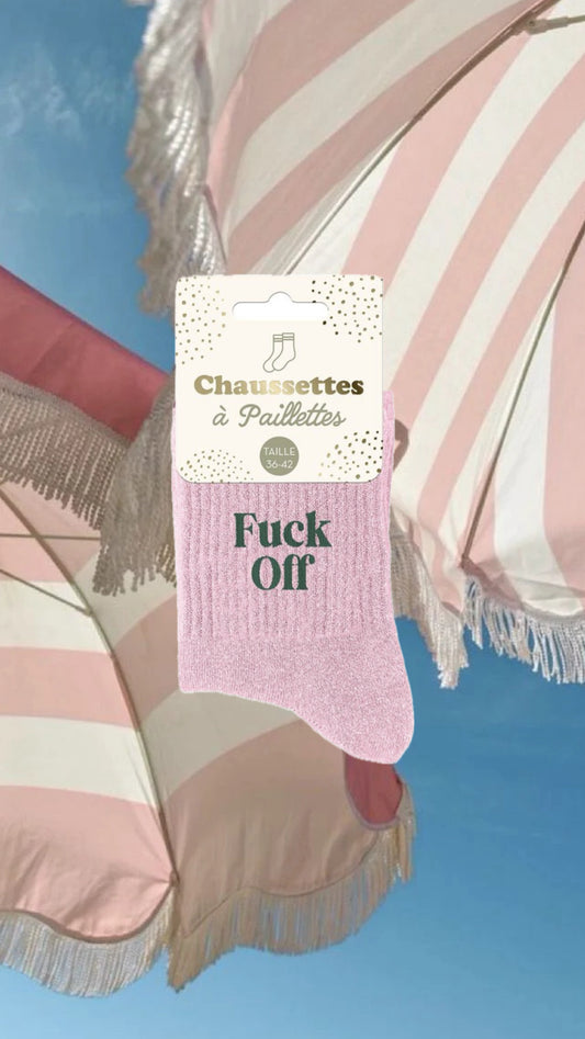 Chaussette à paillettes " Fuck off "