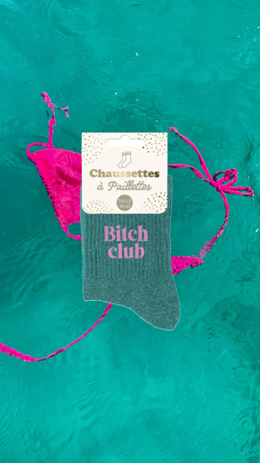 Chaussette à paillettes " Bitch club "