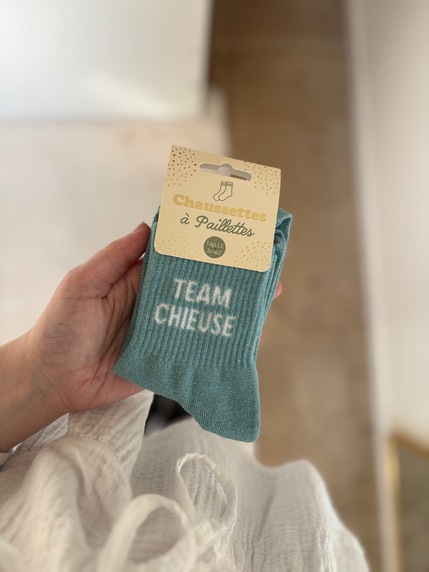 Chaussette à paillettes " TEAM CHIEUSE "