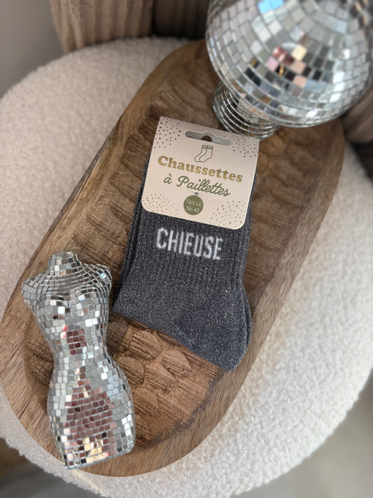 Chaussette à paillettes " Chieuse "