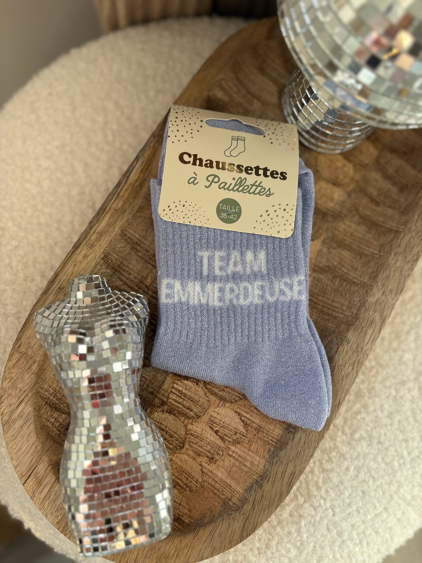 Chaussette à paillettes " TEAM EMMERDEUSE "